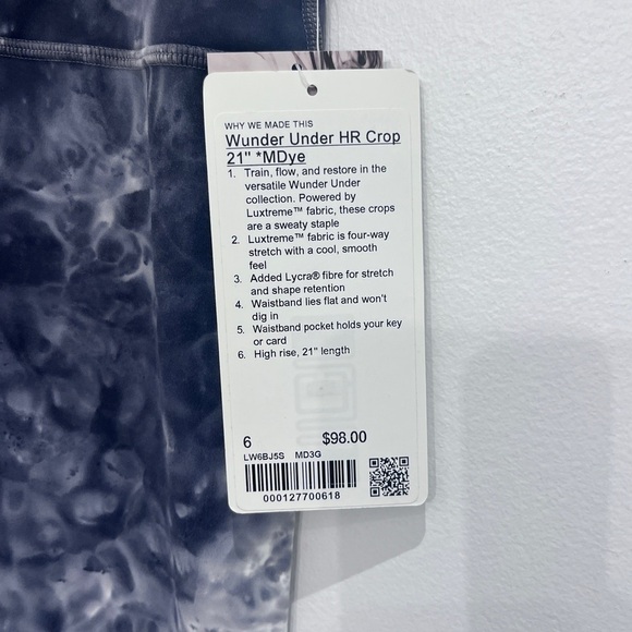 2022-Lululemon NWT Wunder Under HR Crop
21" *MDye size 6 - Picture 5 of 9